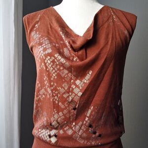 ETCETERA Cowell neck top silk blend